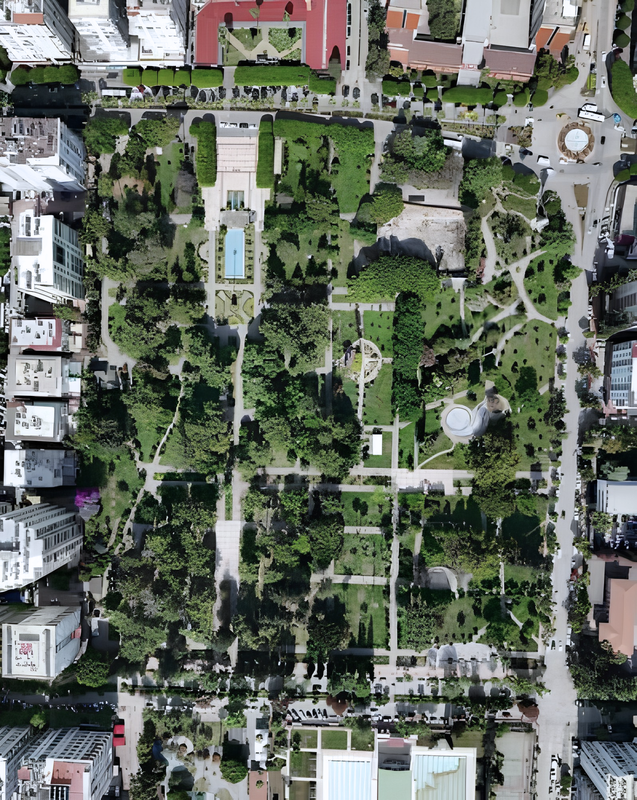 Adana Atatürk Parkı'nın havadan görünümü